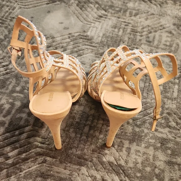 Madden Girl Tan Rhinestone Strappy Heels - Picture 14 of 16